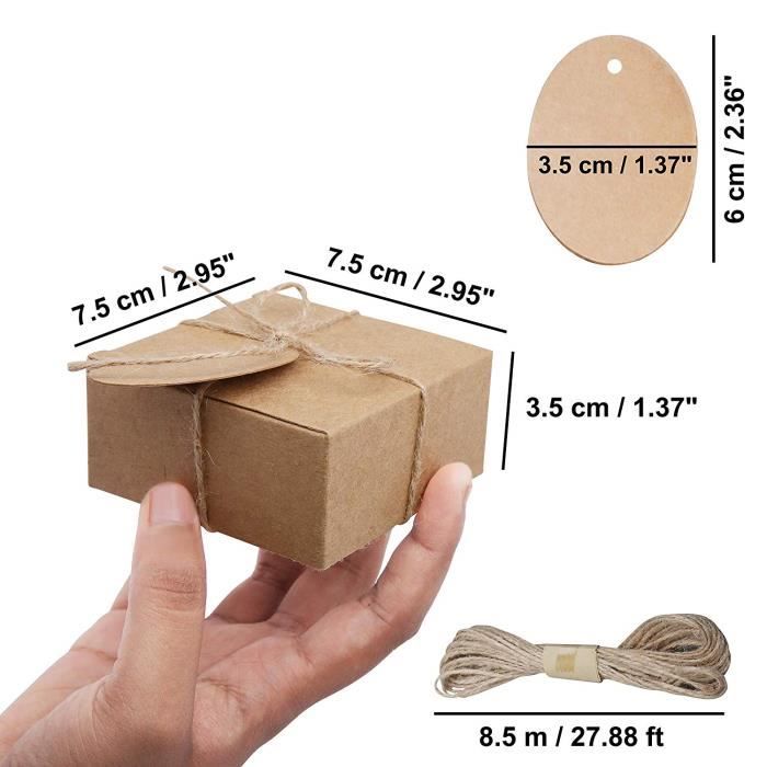 Lot De 50 Boîtes Cadeaux Vintage En Papier Kraft Avec Corde