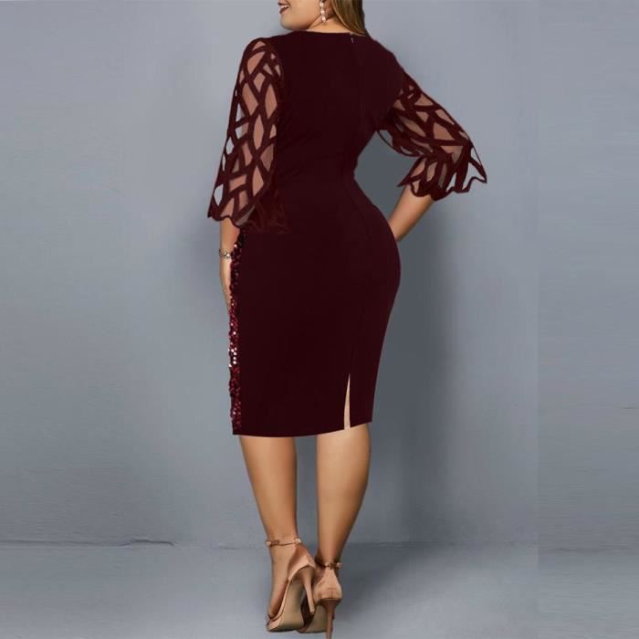 Robe Femme Robe de Soir e Grande Taille Paillettes Robe Bleu