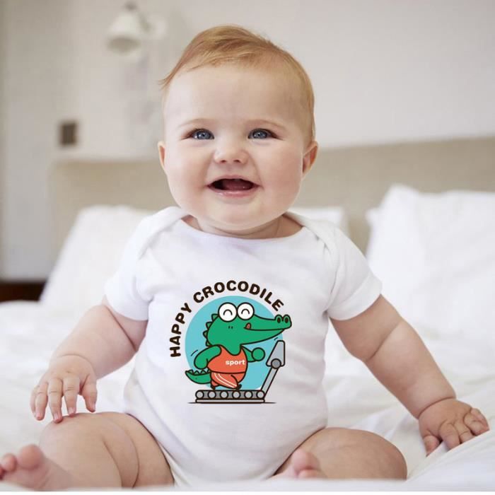 3×Body Bébé Fille Garçon 0 à 24 Mois Manche Courte Coton Impression de  Dinosaure de Dessin Animé Infantile vêtements