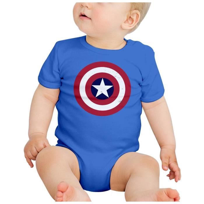Body Bebe Manche Courte Bleu Captain America Logo Super Heros BD Film Geek Bleu Cdiscount Pret a Porter