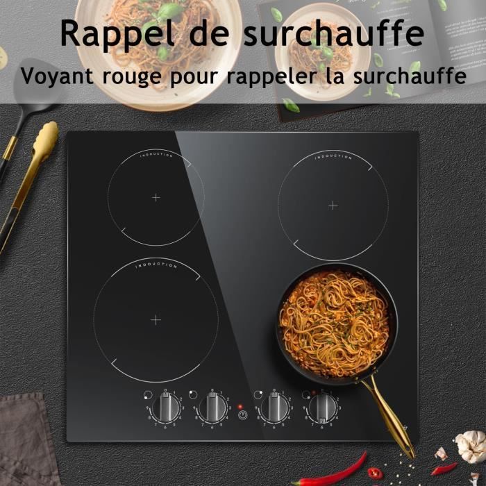 Ehskzjh Hobsir Plaque Induction Avec Boutons, 7000W, Induction 4 Feux Avec 4 Boutons De Commande