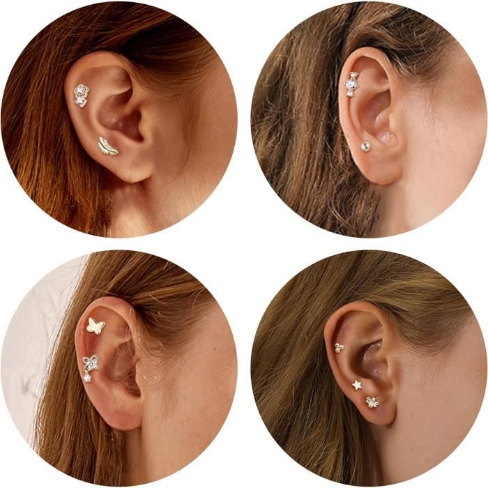 Hifot 7 Paires Boucles D'Oreilles Clip Enfant - Set Princesse Coeur Étoile Papillon Fleur - Accessoire Fête, Anniversaire, Jeu De Rôle - Hypoallergénique