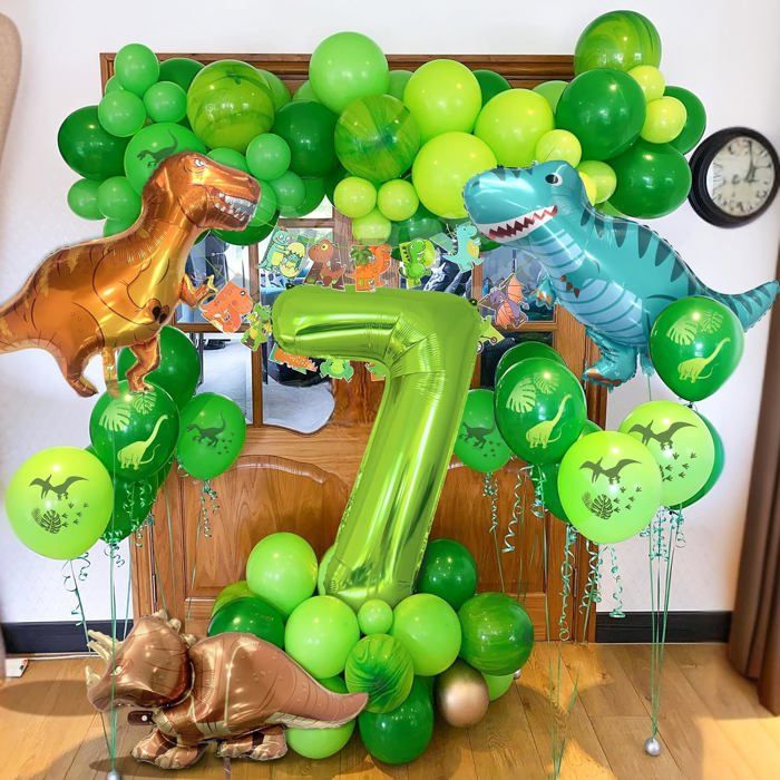 Décorations d'anniversaire Anniversaire Dino Décoration Ballons en aluminium vert A172