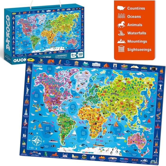 100 Pieces Enfant Puzzle 4 5 6 Ans 3 Puzzle Pour Fille Et Garçon Par-Jeux  Educatif Espace Carte Du Monde Et Europe-Cadea[u5927] - Cdiscount Jeux -  Jouets