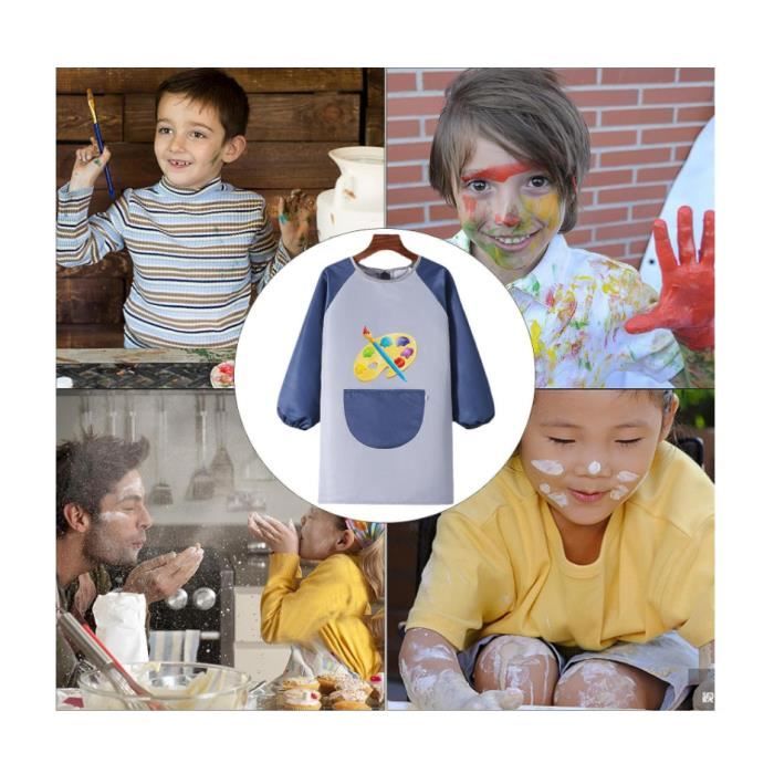 Tablier De Peinture Enfant 2 Tabliers Peinture Enfant Imperméables - Avec Poches - 6-12 Ans Manches Longues