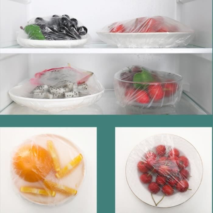 100pcs/set Couverture de stockage alimentaire en plastique jetable