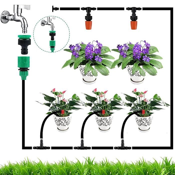 Kit D'irrigation Goutte à Goutte 201 Pièces - 50m De Tuyau, 4 Types D'arroseurs, Pour Jardin/balcon/serre