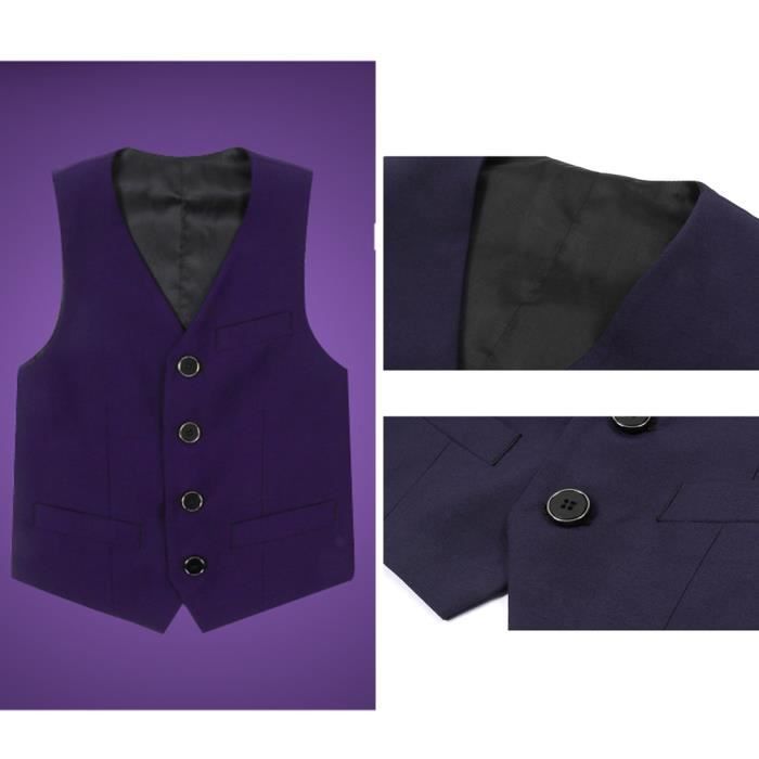 Ensemble Costume 4 Pièces Garçon Été - Gilet Chemise Shorts Nœud Papillon Ajusté