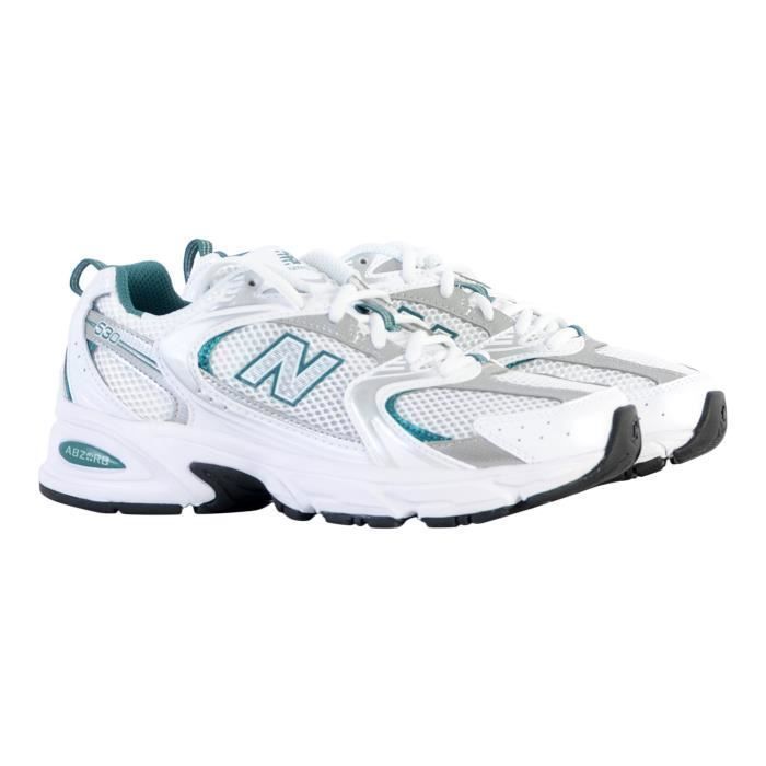 Tennis Basket Basses NEW BALANCE 530 Blanc vert Mixte
