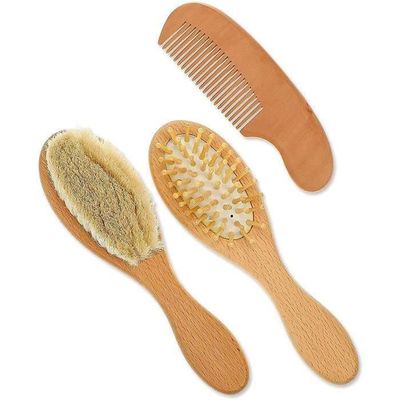 Kit Brosse Et Peigne Pour Bébé Olympia | Doux Et Sûr Pour Cuir Chevelu Fragile - Blanc/vert