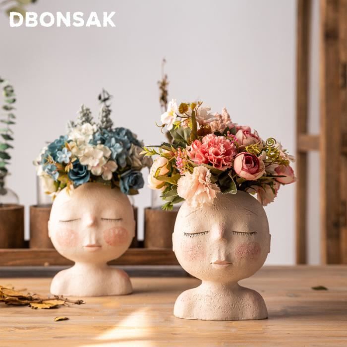 Nordique tête humaine Vase Pot de fleur poupée forme Sculpture résine  Portrait fleur Pot Art Vase décor à la maison succulentes tête - Cdiscount  Jardin