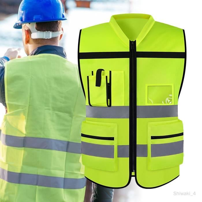 Gilet reflechissant vetements de travail gilet haute visibilite vetements de travail pour la circulation Jaune Fluo Cdiscount Auto