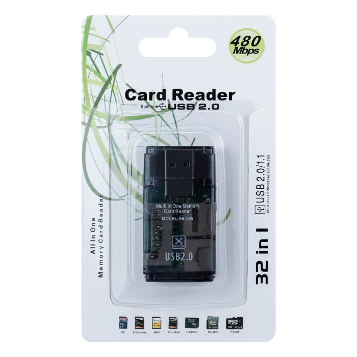Lecteur de cartes pour Mac et PC USB SD TF M2 MS 4 en 1 Adaptateur