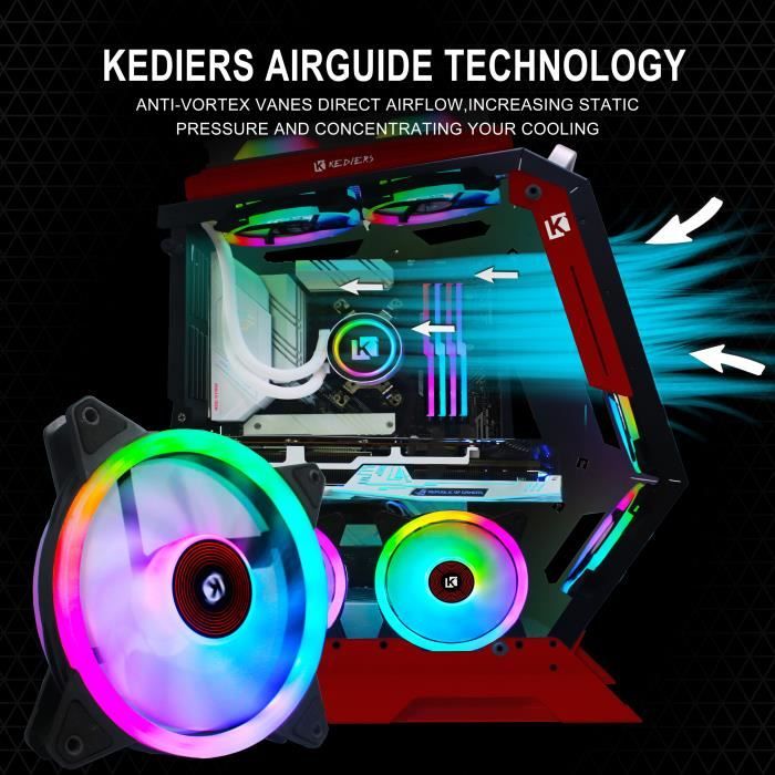 KEDIERS Boitier PC Gamer - ATX Tour en Verre Trempé Boitier de Jeu