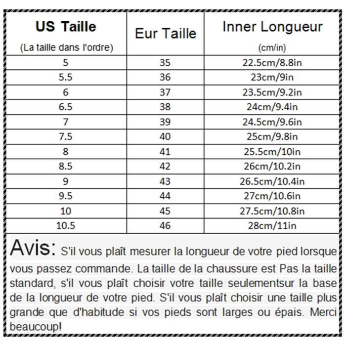 Taille us top en europe chaussure