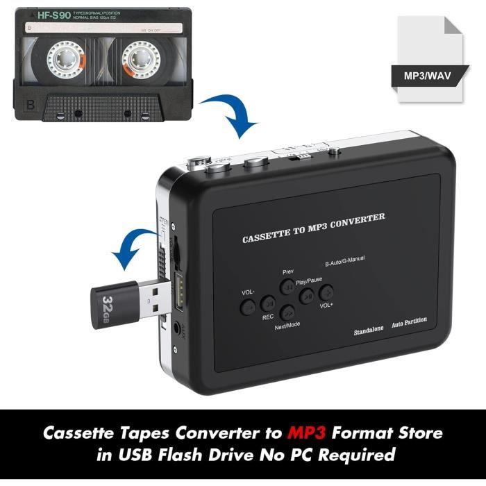 Nornward Lecteur De Cassette Autonome Audio Numérique Usb Musique