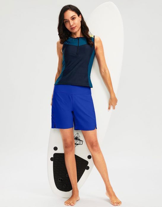 Short De Sport Femme Lands' End Taille 12 - Bleu Marine, Séchage Rapide, Poches