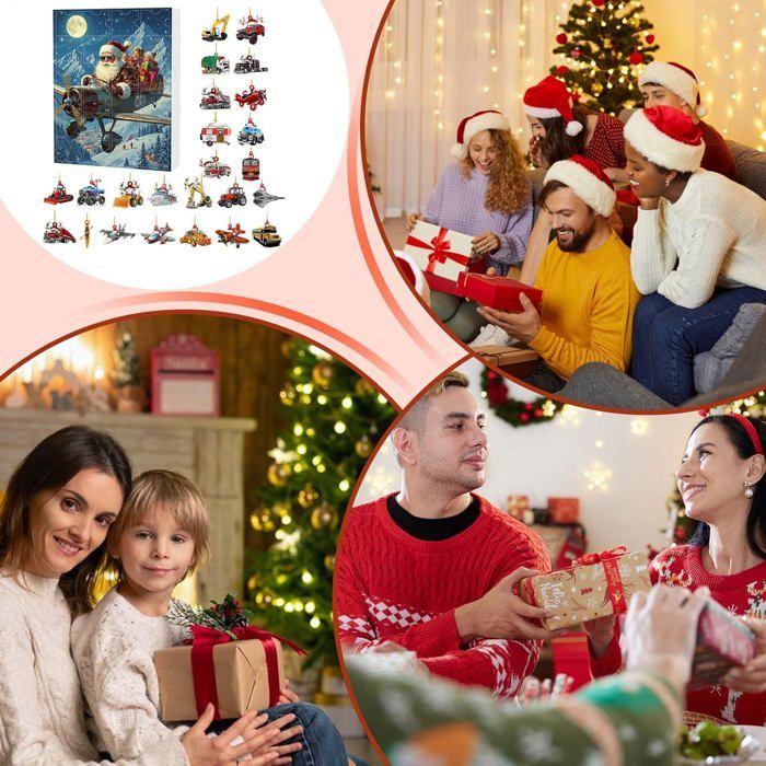 Calendrier De L'Avent 2025 Drawelry - 24 Jours De Surprises Voitures - Pendentifs Acryliques Pour Sapin - Cadeau Homme Femme Adolescent (Ford Mustang)