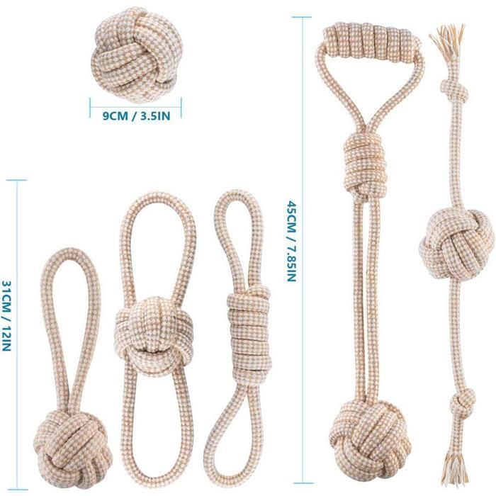 Jouets en corde de coton naturel pour chiens, interactifs, résistants ...