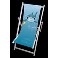 Chaise longue pliante en bois Shark - Pour jardin, patio, balcon et camping - Couleur bleue-0