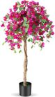 RELAX4LIFE Arbre Artificiel 135 cm avec Fleurs, Azalée Artificiel en Pot de Ciment, Plante Décorative pour Maison/Bureau/Restaurant