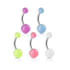 BRAND Lot 5 Piercings Nombril NINA Ventre Boule Perle Fluo Phospho Acier Chirurgical Inoxydable Anti Allergique Banane LOVEPIERCING