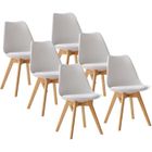 FRIXOVEL Chaises de Salle à Manger - Scandinave - Lot de 6 - Blanc - Bois Massif - Moderne