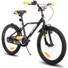 HILAND Vélo d'enfant - Roues 20" - 7-13 ans - Supports de vélo - Garde-boue - Vélos pour garçons et filles - Noir et jaune
