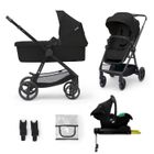 Poussette 4 en 1 Combinée Kinderkraft NEWLY, avec Siège auto e base I-size, Système de voyage, Légère 7,5 kg, Plie, Noir