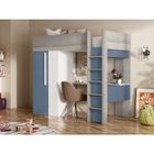 VENTE-UNIQUE Lit mezzanine 90 x 200 cm avec armoire et bureau - Bleu et blanc + matelas - NICOLAS