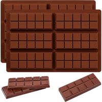Moules à Chocolat en Silicone, 2 Pièces Moule Tablette Chocolat de 6 Cavités, Moule Cake Factory pour les Bonbons, les Gelées