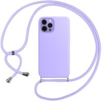 Coque Bandoulière Pour iPhone 12 Pro Max (6.7") Violet Silicone Souple Anti-Choc Couleur Unie