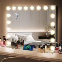LED Miroir de Maquillage Hollywood +18 Ampoules + Ecran Tactile + Loupe de Grossissant 10X