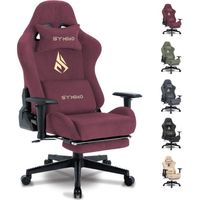 Symino Chaise de jeu , Alcantara de Haute Qualité, Chaise Pivotante Réglable avec Repose-Pieds, Rouge