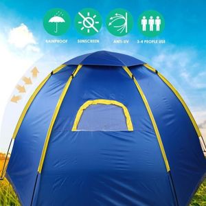 TENTE DE CAMPING Tente de Camping Étanche 3-4 Personnes Double Couche Tente Familiale pour Pique-nique Randonnée En Stock 84530