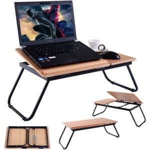 Table d'Ordinateur Portable Pliante Portable avec Tiroir et Trous de Refroidissem Plateau Réglable pour Ordinateur Portable de Lit Lapdesk 