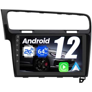 DRAGONNE - TOUR DE COU JUNSUN Autoradio Android 12 2Go+64Go pour VW Golf 7 (2012-2020),10'' Écran Tactile avec Carplay Android Auto GPS WiFi Bluetooth FM