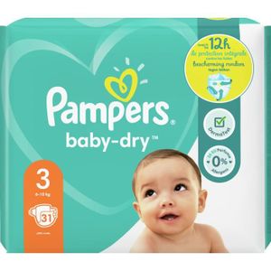 COUCHE PAMPERS Baby-Dry Taille 3, 31 Couches