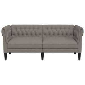 CANAPÉ FIXE KIT Canapé Chesterfield 2 places taupe tissu - SALALIS - MPW16314