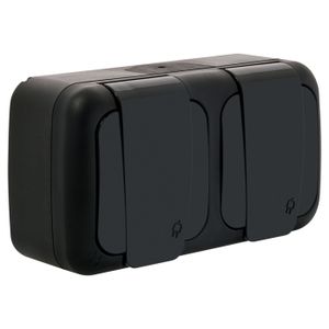 Boîte De Prise étanche Pour Extérieur - Noir - Pour 2 Prises - Protection Contre La Pluie Et La Poussière