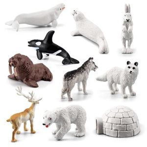 FIGURINE - PERSONNAGE Vvikizy Ensemble de figurines d'animaux 10 pièces cercle arctique océan mer animaux Figurines ensemble animaux jeux d'activite
