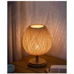 LAMPE A POSER Short D23xh36cm Lampe de Table en bambou tissé faite à la main créative en rotin pour chambre à coucher Restaurant ch,LAMPE A POSER