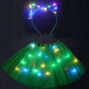 TOYANDONA Tutu lumineux pour femme jupe tutu de ballet et de course à pied avec éclairage LED Bleu ciel 