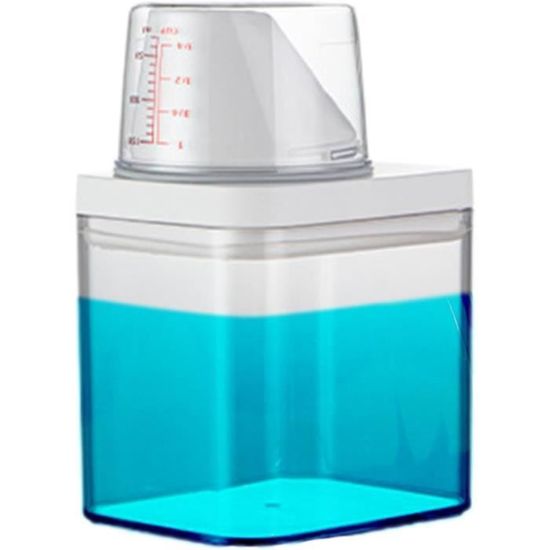 Distributeur Détergent Lessive 1800ml Hermétique - Avec Bec Verseur Et Doseur - Rangement Poudre Lavage Transparent