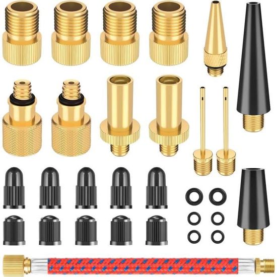 Kit Adaptateur De Valve SZSHIMAO – 10 Pièces – DV/AV/SV – Aiguilles Pour Ballon – Ultra Léger – Pour Vélo, Ballons, Matelas