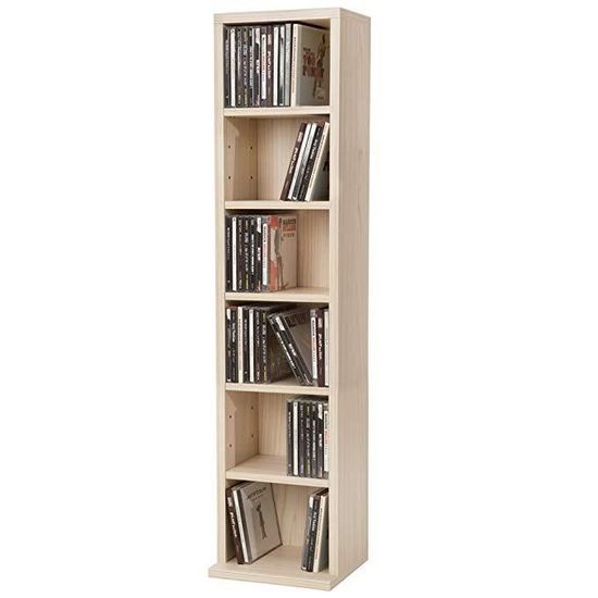Étagère Bibliothèque TecTake Pour 840 CD/DVD | 105x19x136 Cm | 18 Tablettes Réglables | Meuble Rangement Moderne Salon/Bureau
