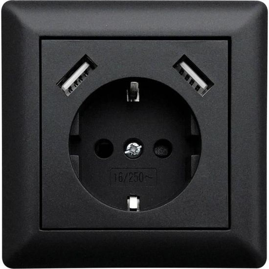 BOITE DE DERIVATION | Prise de courant encastrable LEDmaxx USB1002 simple avec USB, sécurité enfants noir 1 pc(s)
