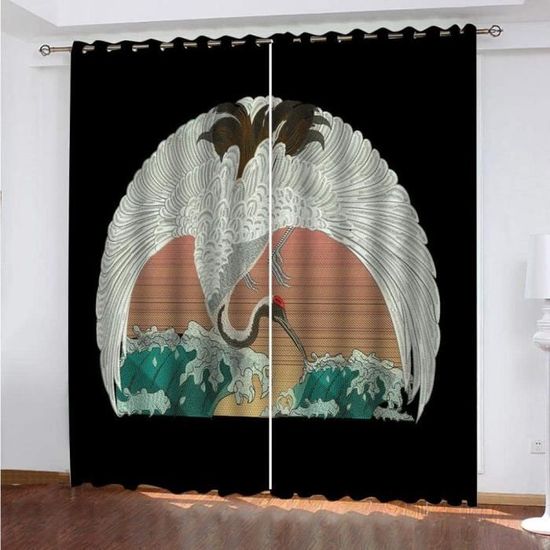 Rideau Occultant Fleurs De Cerisier Japonais, Rideaux Thermiques à Oeillets Salon Chambre, Motif Japon Moderne Décoration Fenêtre, Lot De 2, 140x240 Cm