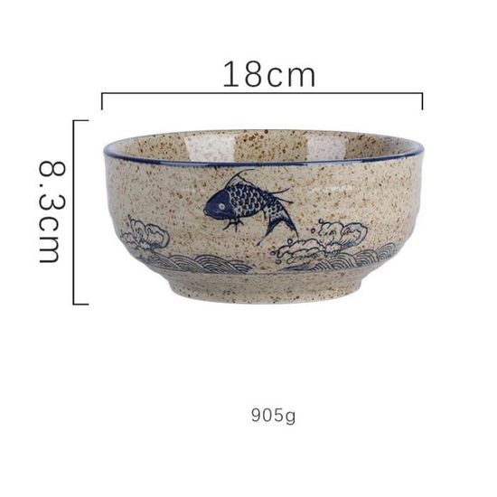 Bol à Nouilles Ramen En Céramique - 7 Pouces (900 Ml), Multicolore, Vaisselle Micro-ondes Et Lave-vaisselle