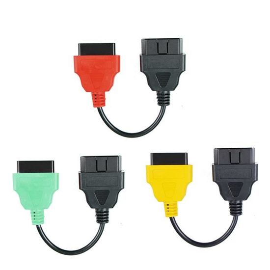 Lot De 6 Câbles Adaptateurs Multi-ECU-Scan - Connecteurs OBD2 Codés Par Couleur (vert, Rouge, Jaune, Violet, Bleu, Gris) Pour Diagnostic Auto